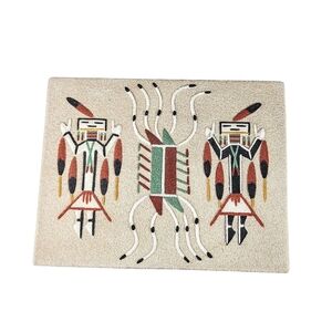 Vintage Sand Art Native American Navajo Signed Ben Sam Mountain God 10x8 in